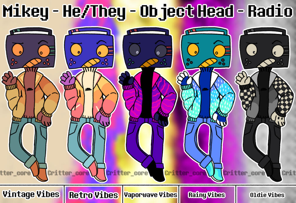 A character known as an object head, specifically a radio character.